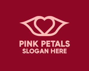 Pink Heart Lip Monoline logo design