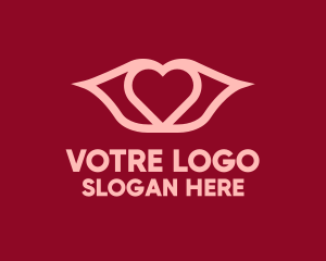 Esthecian - Pink Heart Lip Monoline logo design