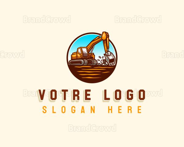 Excavator Digging Quarry Logo