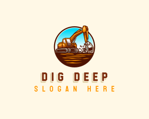 Excavator Digging Quarry logo design