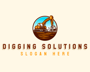 Excavator Digging Quarry logo design