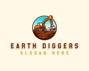 Digging - Excavator Digging Quarry logo design