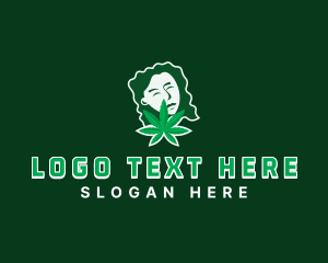 High - Marijuana Weed Lady logo design