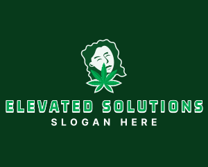 High - Marijuana Weed Lady logo design