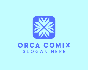 Pattern - Digital Blue Snowflake logo design
