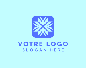 Winter - Digital Blue Snowflake logo design