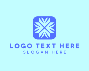 Snow - Digital Blue Snowflake logo design