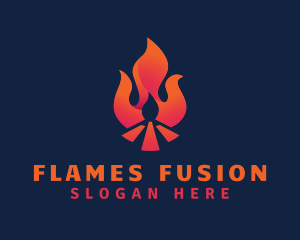 Hot Bonfire Flame logo design