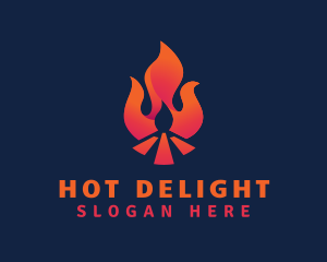 Hot Bonfire Flame logo design