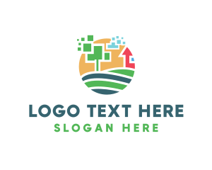 Pixel - Digital Pixel Farm Tree logo design