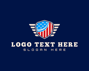 Wings - America Flag Shield logo design