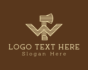 Barbaric - Wood Lumber Axe Letter W logo design