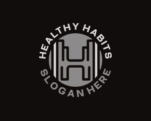 Dumbbell Weights Gym Letter H logo design