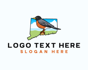 Map - Connecticut American Robin logo design