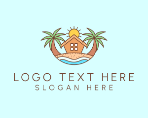 Palm Tree - Seaside Resort Tour logo design