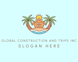 Palm Tree - Seaside Resort Tour logo design