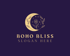 Floral Bohemian Moon logo design