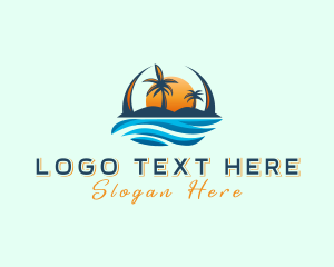 Sunset - Tropical Island Waves logo design