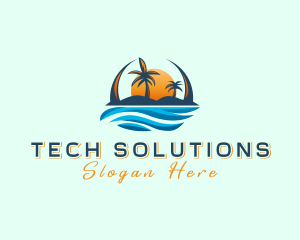 Sunset - Tropical Island Waves logo design