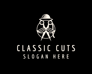 Moustache Scissors Barber logo design