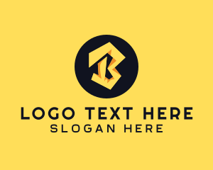 Voltage - Yellow Bolt Letter B logo design
