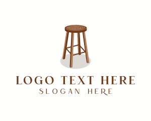 Seat - Wood Chair Stool logo design