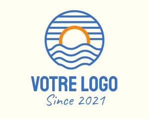 Vacation - Sunset Wave Beach logo design