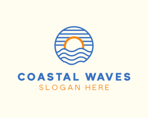 Sunset Wave Beach logo design