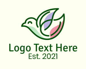 Wildlife Center - Leaf Wing Bird logo design