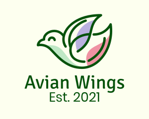 Leaf Wing Bird logo design