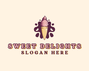 Ice Cream Sundae Dessert  Logo