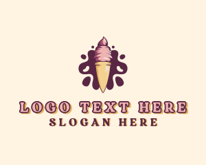 Ice Cream Sundae Dessert  Logo