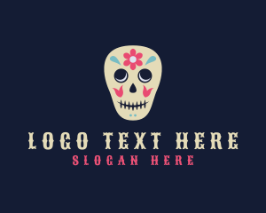 Sugar Skull - Floral Dia De Los Muertos logo design