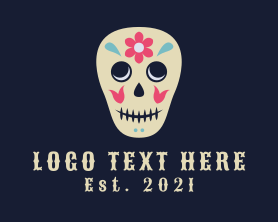 Skull - Floral Dia De Los Muertos logo design