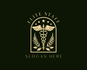 Medicine Caduceus Staff logo design