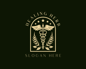 Medicine Caduceus Staff logo design