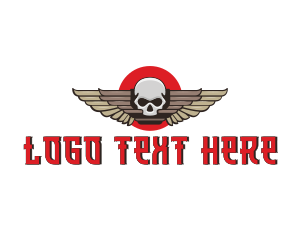 Rising - Wing Skull Aeronautic Mascot logo design