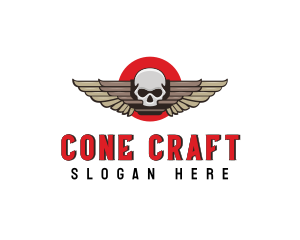 Undead Skull Wing logo design