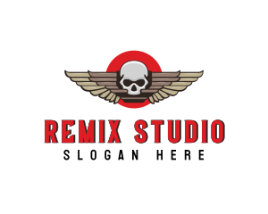 Undead Skull Wing logo design