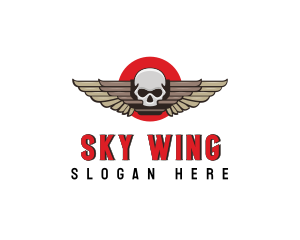 Wing - Undead Skull Wing logo design