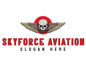 Airforce - Undead Skull Wing logo design