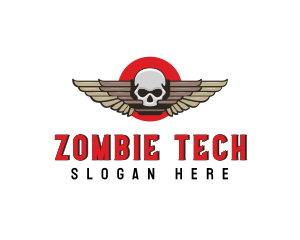 Zombie - Undead Skull Wing logo design