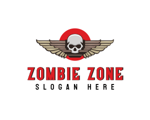 Zombie - Undead Skull Wing logo design