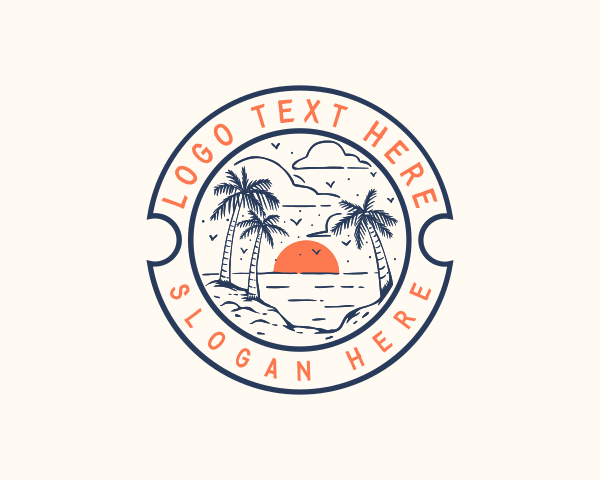 Island - Tropical Beach Sea logo design