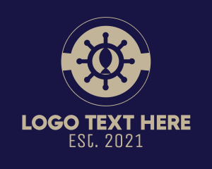 Sail - Fishing Ship Wheel logo design