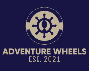 Fishing Ship Wheel  logo design