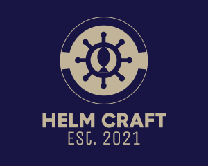 Fishing Ship Wheel  logo design