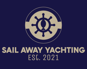 Fishing Ship Wheel  logo design