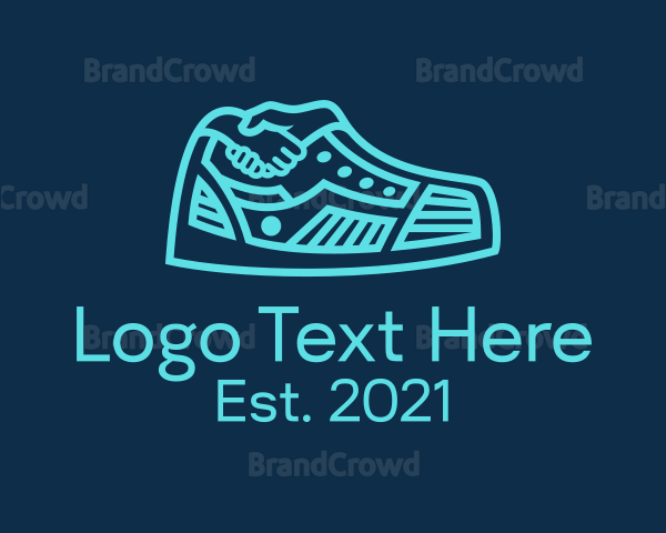 Blue Sneaker Handshake Logo