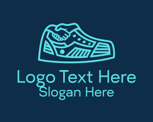 Blue Sneaker Shoelace Hand  Logo